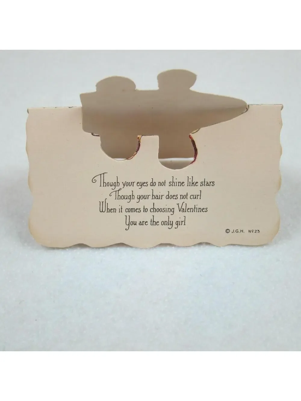 Vintage Valentine Card Cutout Stand Up Boy Sailor Suit Girl at Boat with Basket